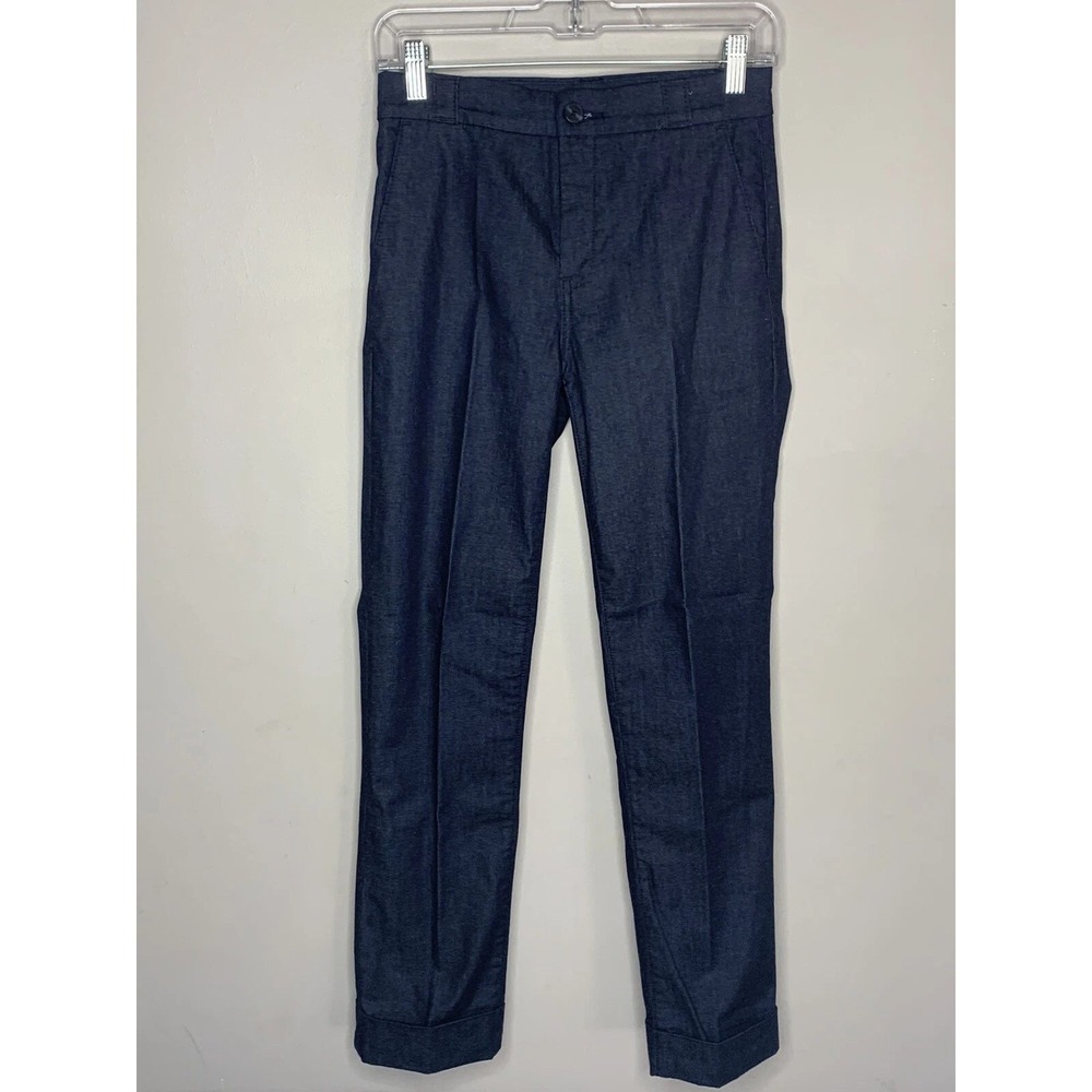 Tory Burch Dress Pants Women 23 Blue Short and Sweet Ankle Trousers Career Denim